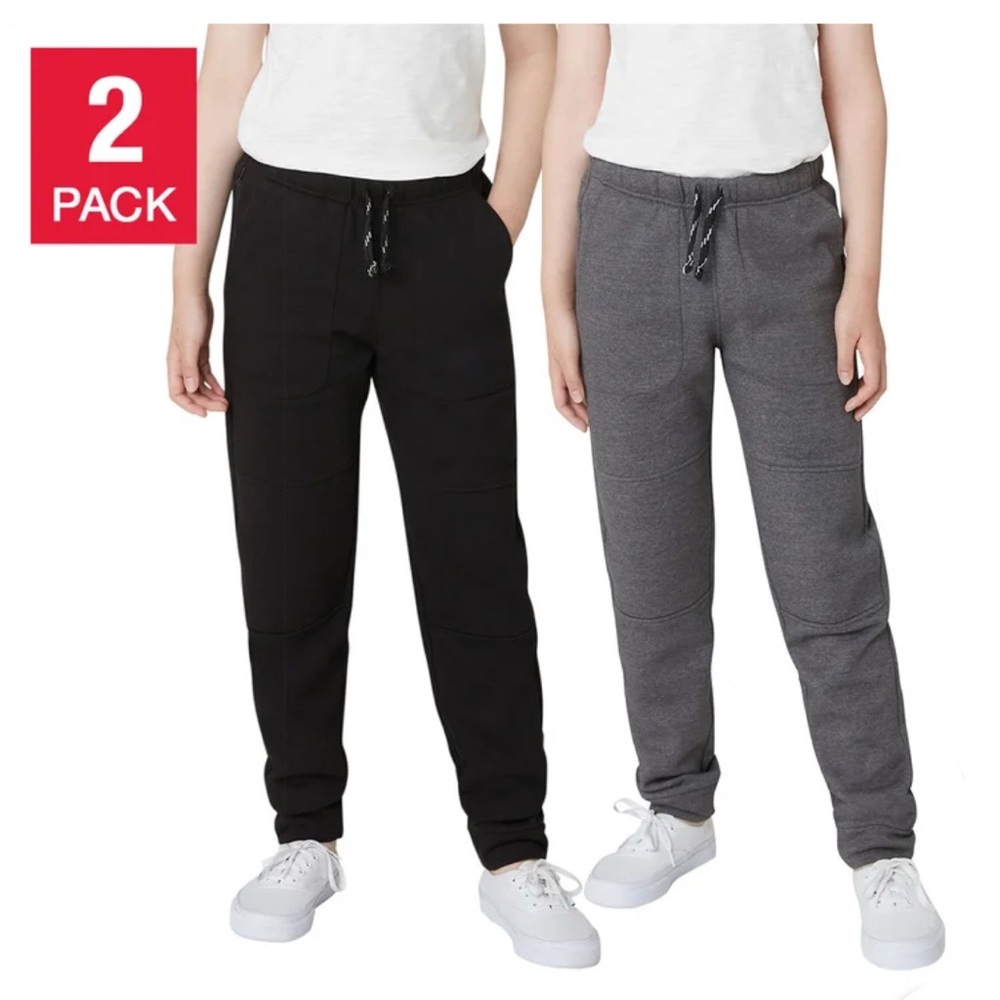NWT LEE Youth Boy's 2-Pack Jogger Pants Rugged Knee (Grey/Black, Small 7/8)